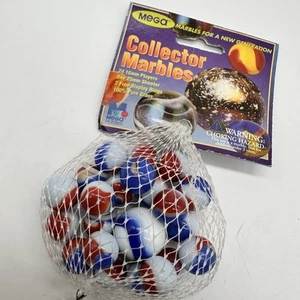 Mega canicas de vidrio Patriots Collector Series Net Bag aspiradora 1 tirador 24 jugadores - Imagen 1 de 3