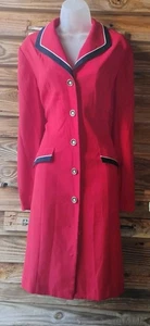 Vintage 80s Danny & Nicole Red Blazer Dress Women’s 14 Button Front Long Sleeve - Picture 1 of 5
