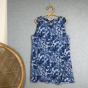 Rip Skirt Hawaii Sundress Ripskirt Pockets Size L Blue Floral - Small Mark - Imagen 1 de 9
