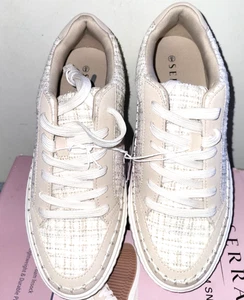SERRA NUOVO CON SCATOLA sneaker donna platform tessuto uncinetto beige e bianco taglia 9 - Foto 1 di 15