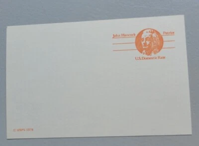 Postal Stationery UX74. Post Card. UNUSED. John Hancock.Missing The 10 Cent Mark - Image 1 of 2