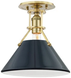 Hudson Valley Lighting MDS353 Painted No.2 10"W Semi-Flush - Aged Brass /
