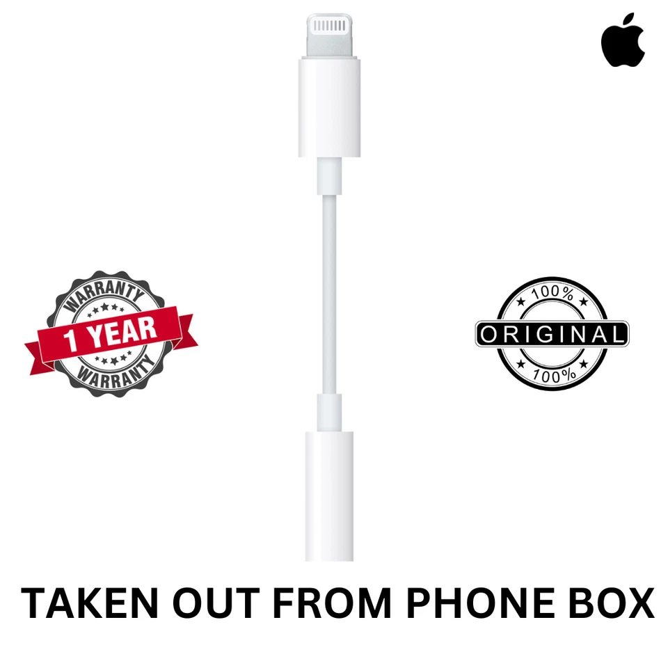 Original Apple Lightning to 3.5mm Headphone Jack Adapter iPhone 12 XS Max X 8 7 - Image 1 of 4