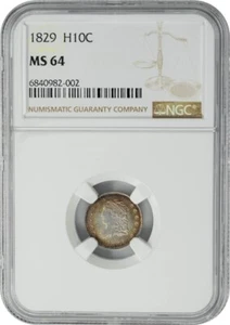 1829 Capped Bust Half Dime H10C MS64 NGC 949736-1 - Picture 1 of 6