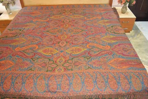 Kashmiri Handmade Jacquard Design 100% Cashmere Bedspread Reversible Bedding - Picture 1 of 6