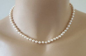 Vintage 'JKa' Single Strand Faux Pearl Necklace With Sterling Silver Clasp