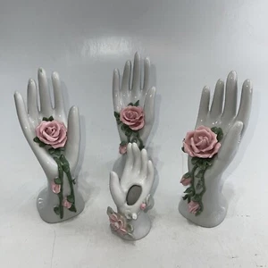 VINTAGE Hands Holding Flowers 8” High 4.5” High Wedding Anniversary Decor - Picture 1 of 12