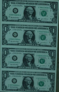 ๐บ๐ธ 4 - Uncirculated 2003 United States $1 Uncut Sheet Notes - Picture 1 of 2