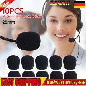 10pcs 25mm Black Microphone Headset Foam Sponge Windscreen Mic Covers Case Caps