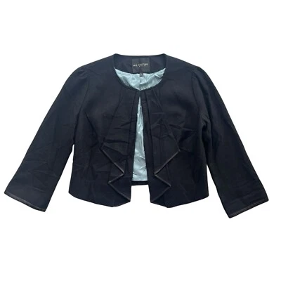 Blazer corto MM Couture By Miss Me para mujer M negro cuello cascada abierto MMCJ0167 Foto 1 de 4