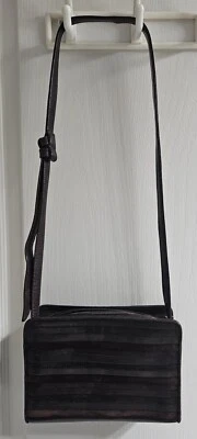 BOLSO BANDOLERA SHARIF VINTAGE MULTI-TEXTURA A RAYAS MARRÓN-EXCELENTE ESTADO Foto 1 de 4