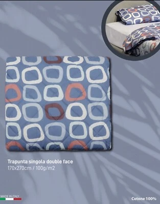Trapunta Singola Zambaiti Double Face 100% Cotone Made In Italy g 100/mtq - Immagine 1 di 3