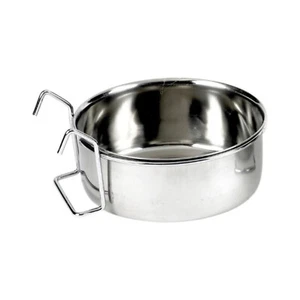 Bird Animal Pet Small Animals Feeding Water Food Bowl Stainless Steel Hook-on - Picture 1 of 4