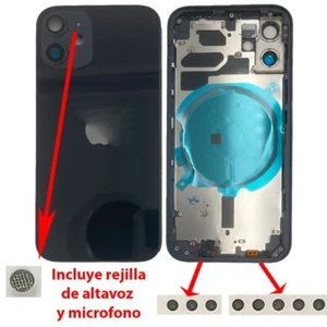 Chasis tapa iPhone 12 MINI NEGRA tapa trasera (INCLUYE rejillas) (CON LOGO).24h - Imagen 1 de 1