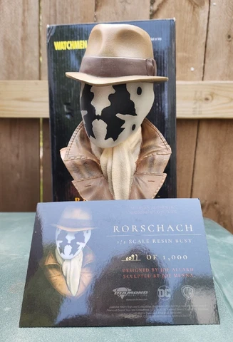 2018 RARE Diamond Select Watchmen Legends 3D Rorschach 1:2 Scale Bust AUTHENTIC Cover