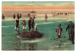 Le Touquet Paris Beach A the Time Du Bain Rare IN Couleur Cards Postal - Picture 1 of 2