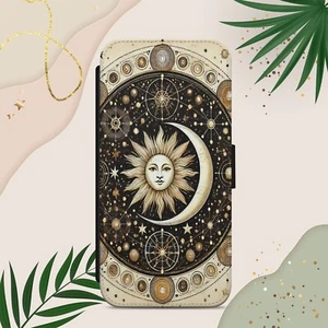 SUN MOON CELESTIAL PHONE COVER CASE FOR IPHONE SAMSUNG PIXEL WITCHY FLIP WALLET - Picture 1 of 4