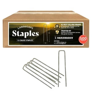 500 6-Inch Landscape Staples~SOD Staples Landscape Fabric Pins by Sandbaggy - Picture 1 of 12