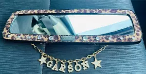DAD Garson Room Mirror Leopard Print with Mirror Chain VIP Car Interior Parts - Picture 1 of 3