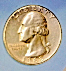 USA (1) MÜNZE WASHINGTON QUARTER 1963 FAST BANKFRISCH 0,9000 SILBER - Bild 1 von 2