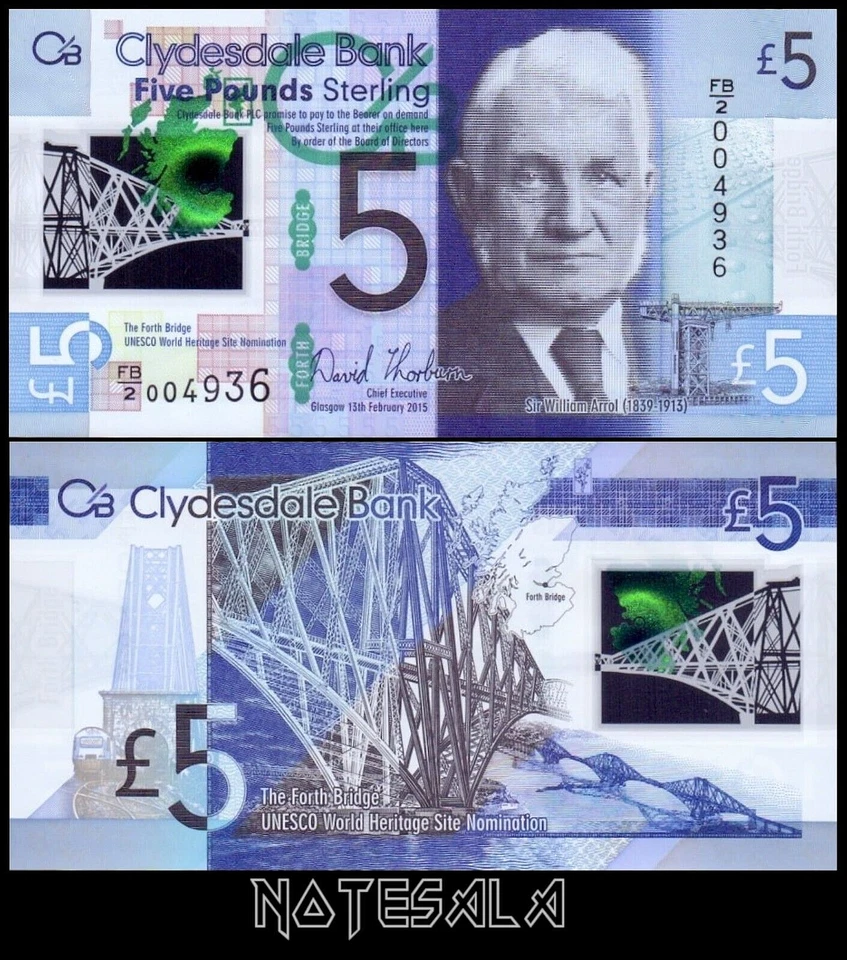 SCOTLAND ESCOCIA 5£ POUNDS 2015 P-229Na POLYMER Commemorative Forth Bridge UNC - Image 1 of 1