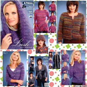 Patons Knitting Book 1212. Ladies Mohair Jumper Wrap Hug me Tight Scarf Cardigan - Picture 1 of 10