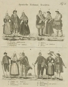 TRACHTEN - Spanische National Trachten – Spanien, Mallorca – Kupferstich, 1807 - Picture 1 of 2