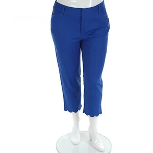 IZOD Women's SIZE 16 Slim Fit ROYAL BLUE CROP PANT with SCALLOPED HEM Capri Pant - Picture 1 of 12