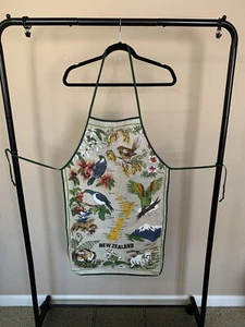 Neuseeland Landkarte Küchenschürze Leinen / Baumwolle Design Land Vögel Blumen - Bild 1 von 9