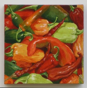 Impresión de chile-obra de arte de cocina y comida-arte espacio pequeño-realismo-Brenda Hart - Imagen 1 de 3