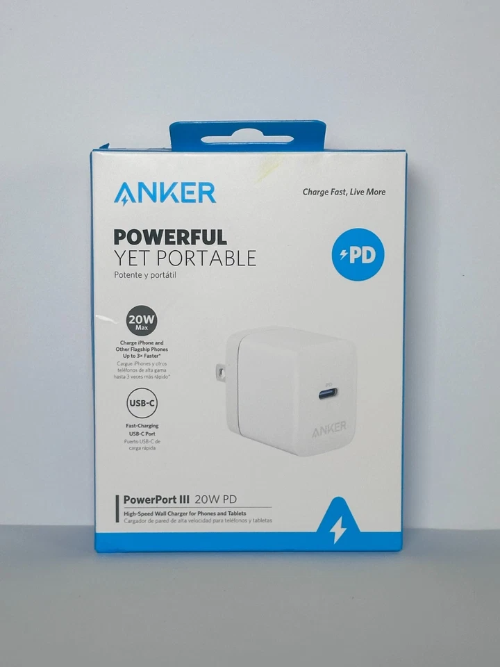Cargador de Pared Anker PowerPort III 20W PD Alta Velocidad USB-C - Blanco CAJA ABIERTA Foto 1 de 1