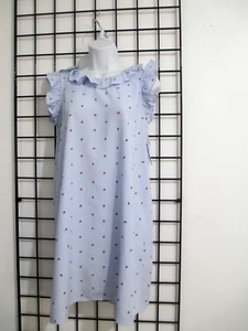 "NEW CROWN & IVY / ORG $48 🌸 SIZE 16==BLUE & WHITE LADY BUG / SLEEVLESS / DRESS - Picture 1 of 7
