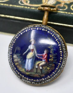 Antike 18. Jh. Mourier Geneve Fusee Taschenuhr mit vergangenem & vergoldetem Emaillegehäuse - Bild 1 von 13