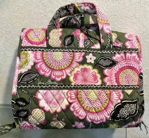 Vera Bradley Hanging Travel Organizer Pink/Green Floral Makeup Cosmetic Bag - Picture 1 of 10