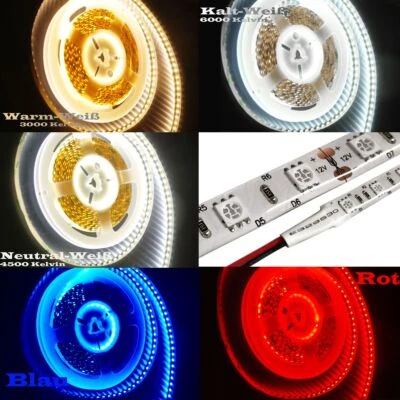 LED SMD Streifen Strip 5050 Wasserdicht Selbstklebend mit Kabel Auto Beleuchtung - Bild 1 von 4