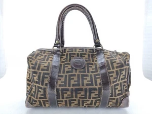 Bolso de Mano Fendi Mini Boston Patrón Zucca Marrón Lona Cuero - Imagen 1 de 13