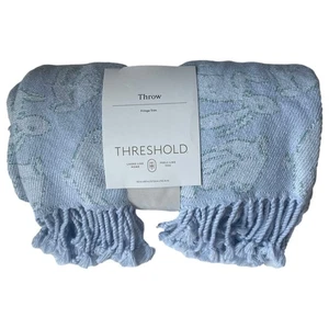 Threshold Woven Jacquard Easter Bunny Rabbit Blue Throw Blanket - Picture 1 of 2