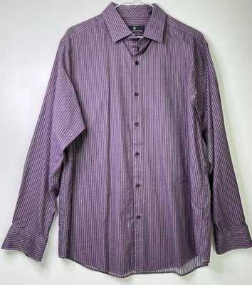 Vestido Hart Schaffner Marx Para Hombre Grande Púrpura Rayas 100% Algodón Manga Larga Trabajo Foto 1 de 4