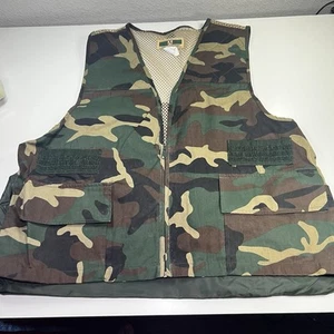 Game Winner Vest Mens XL/2XL Green Camo Mesh Lined Full Zip Hunting Fishing - Picture 1 of 8