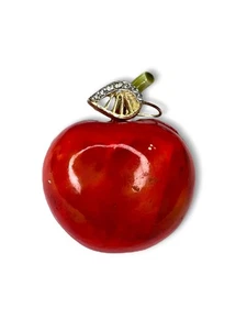 HAR Hargo Creations roter Emaille Apfel Pin Mid Century 1,74" x 1,48" - Bild 1 von 11