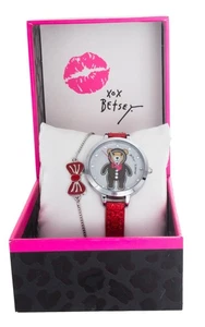 Betsey Johnson Bears and Bows Watch & Bracelet Set 268948SLV - Picture 1 of 4
