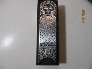 Printing Letterpress Printer Type Block Sun & Moon Totem w Stars & Ocean Waves - Picture 1 of 6