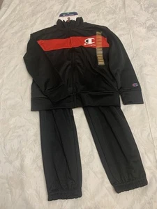 Champion Boys 2-Piece Tracksuit Set Size 5T Black Red Jacket & Pants NWT - Picture 1 of 4
