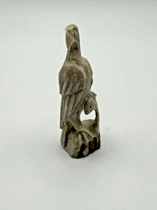 "Tótem de águila y pez tallado a mano firmado cuerno de cordero estilo nativo escultura 2,5""" - Imagen 1 de 16