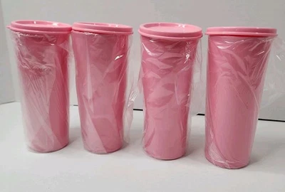 Juego de 4 vasos apilables Tupperware 16 oz. Rosa Con Tapas NUEVO  Foto 1 de 4