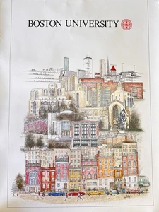 Póster vintage 1986 de la Universidad de Boston por Van Alstyne - Campus urbano de 28 1/2" x 20" - Imagen 1 de 7