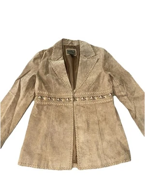 Chaqueta de Gamuza Vintage Y2K Bordada Boho Hippie Festival Vaquera Beige Occidental Foto 1 de 4