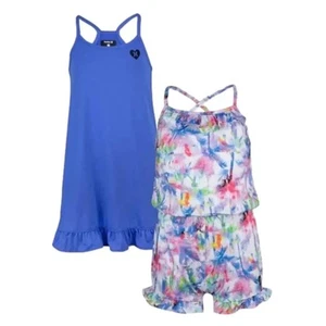 Hurley Girls Dress and Romper 2 Pack Blue Floral Medium NWT - Picture 1 of 3