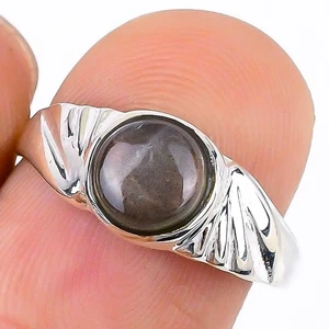 Anillo de racimo de cumpleaños de boda de labradorita natural talla 8 de plata de ley - Imagen 1 de 8