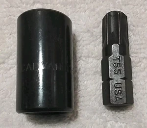 2pc CAL-VAN 117-1  1/2" DRIVE 7/16" ADAPTER & TORX T-55 SECURITY TAMPER PROOF... - Picture 1 of 4